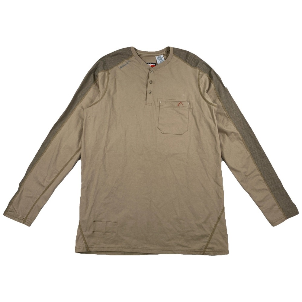 Bulwark FR Long Sleeve Henley Men's Large Cat2 2112 Beige